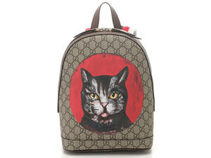 Gucci Bag Backpack Mystic Cat GG Supreme Beige Cream Red